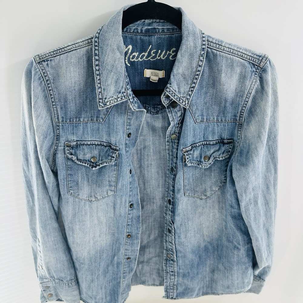Madewell Jean Jacket in Pinter Wash Blue Denim Size MEDIUM